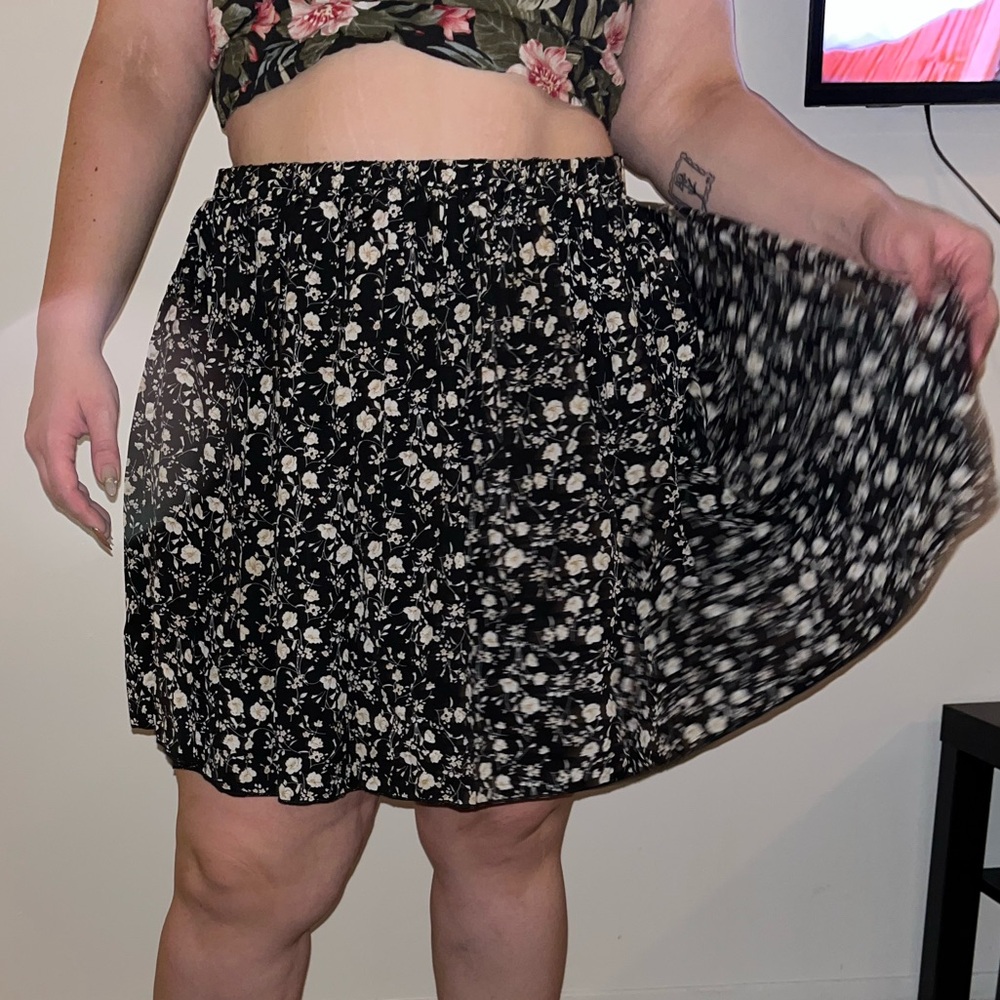 Floral Black and White Women's Skirt